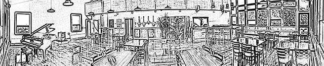 line drawing of bistro