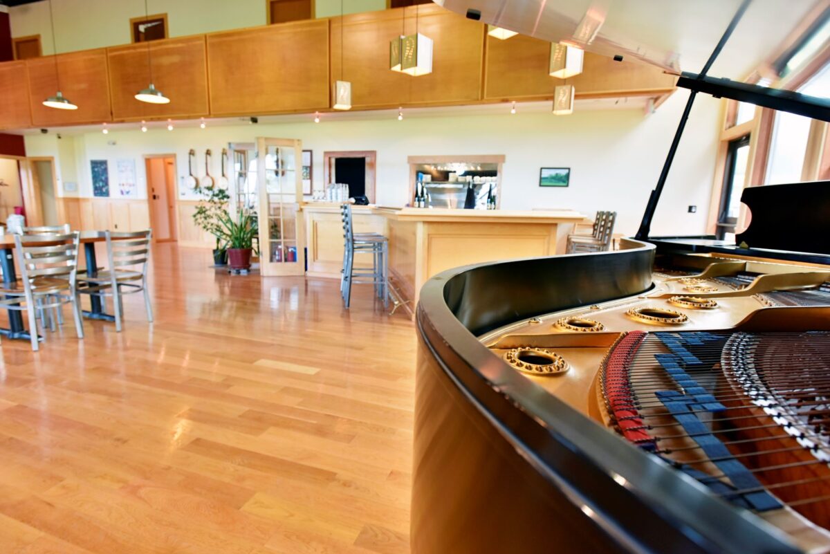 piano and banjos in bistro